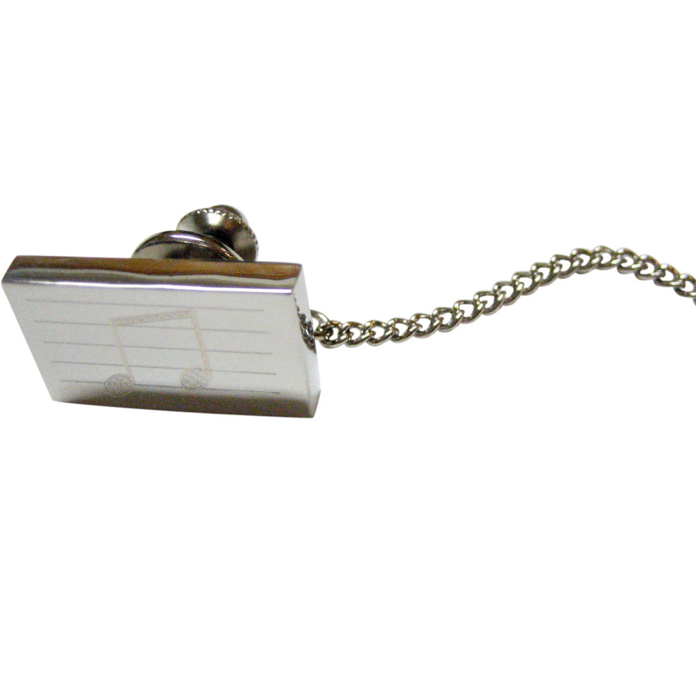 Silver Toned Rectangular Music Note Tie Tack - image 1